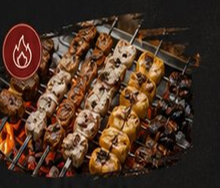 Persian charcoal BBQ — grilled liver, heart, kidney, khouak skewers at Mr Neshat Port Coquitlam